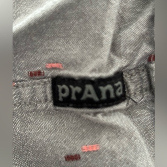 PRANA Men's Med Broderick Button Up Shirt Short Sleeve Standard Fit Gravel Gray - Picture 8 of 11